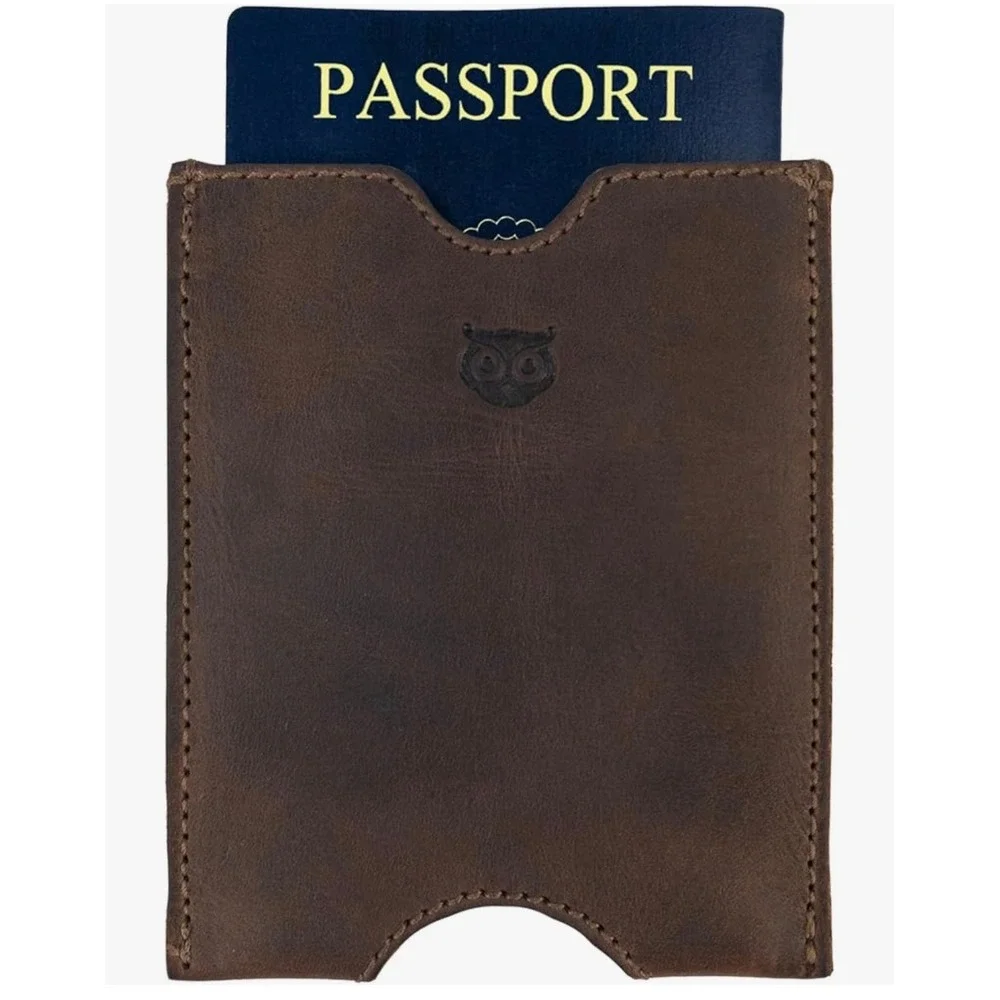 Hide and Drink Leather Passport Sleeve Bourbon Brown Minimalist Travel Cover